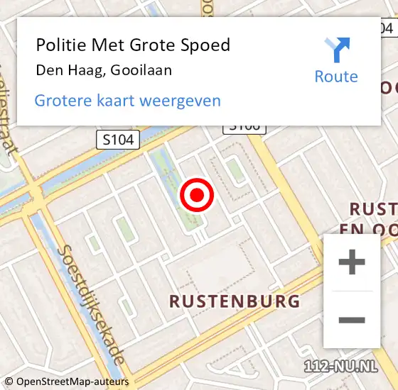 Locatie op kaart van de 112 melding: Politie Met Grote Spoed Naar Den Haag, Gooilaan op 15 juli 2024 15:23