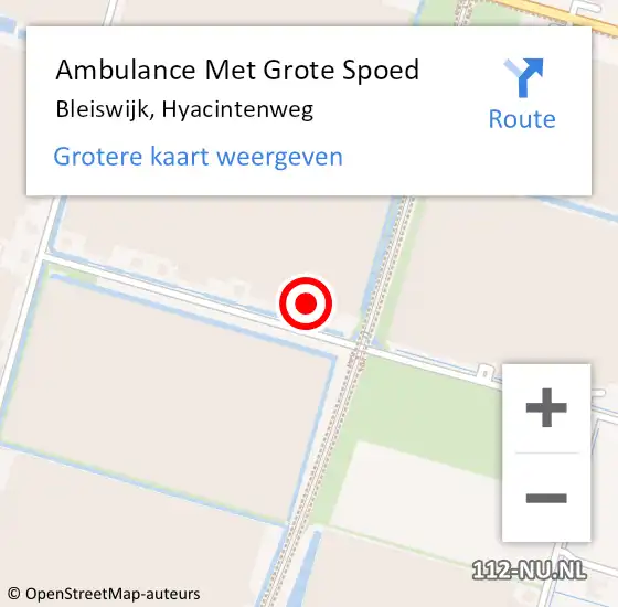 Locatie op kaart van de 112 melding: Ambulance Met Grote Spoed Naar Bleiswijk, Hyacintenweg op 15 juli 2024 15:23