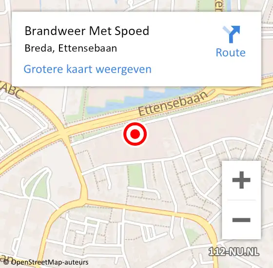 Locatie op kaart van de 112 melding: Brandweer Met Spoed Naar Breda, Ettensebaan op 15 juli 2024 15:25