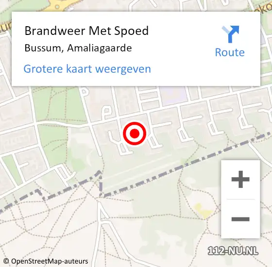 Locatie op kaart van de 112 melding: Brandweer Met Spoed Naar Bussum, Amaliagaarde op 15 juli 2024 15:26