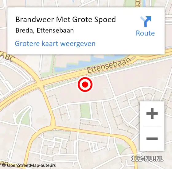 Locatie op kaart van de 112 melding: Brandweer Met Grote Spoed Naar Breda, Ettensebaan op 15 juli 2024 15:29