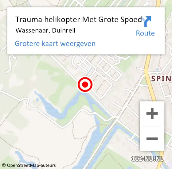 Locatie op kaart van de 112 melding: Trauma helikopter Met Grote Spoed Naar Wassenaar, Duinrell op 15 juli 2024 15:35