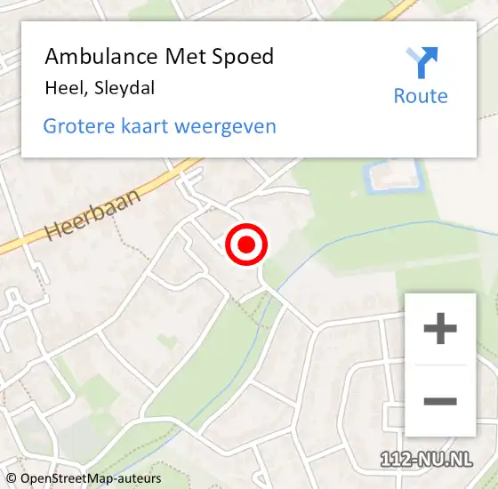 Locatie op kaart van de 112 melding: Ambulance Met Spoed Naar Heel, Sleydal op 15 juli 2024 15:38