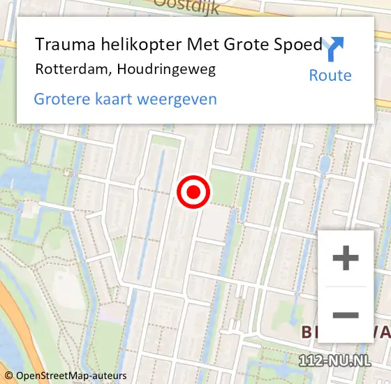 Locatie op kaart van de 112 melding: Trauma helikopter Met Grote Spoed Naar Rotterdam, Houdringeweg op 15 juli 2024 15:43