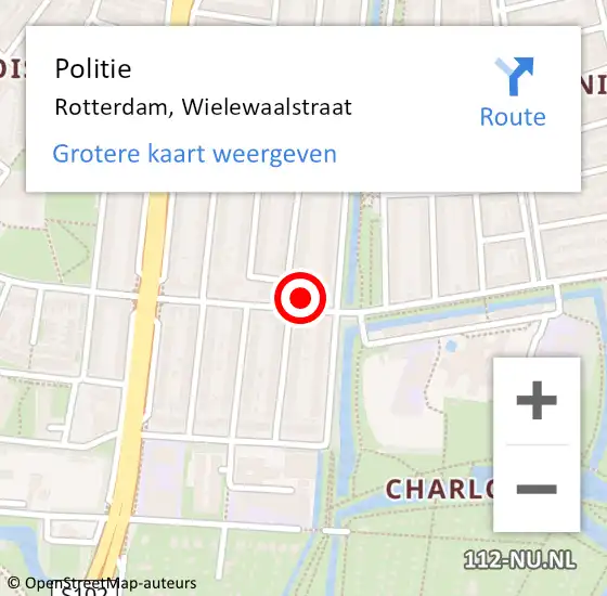 Locatie op kaart van de 112 melding: Politie Rotterdam, Wielewaalstraat op 15 juli 2024 15:55