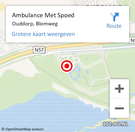 Locatie op kaart van de 112 melding: Ambulance Met Spoed Naar Ouddorp, Blomweg op 15 juli 2024 15:58