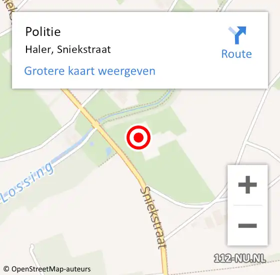 Locatie op kaart van de 112 melding: Politie Hunsel, Sniekstraat op 15 juli 2024 15:58