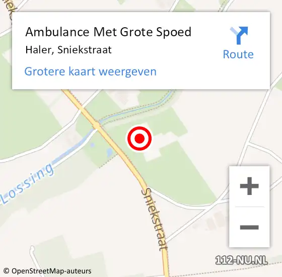 Locatie op kaart van de 112 melding: Ambulance Met Grote Spoed Naar Hunsel, Sniekstraat op 15 juli 2024 15:59