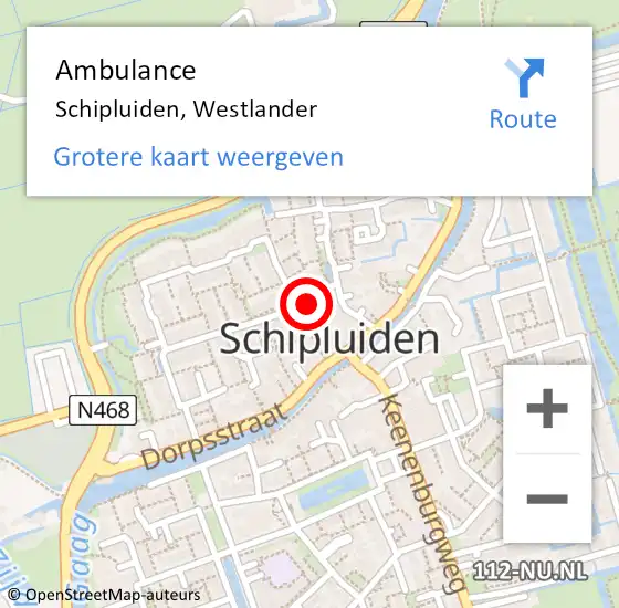 Locatie op kaart van de 112 melding: Ambulance Schipluiden, Westlander op 13 oktober 2014 09:29