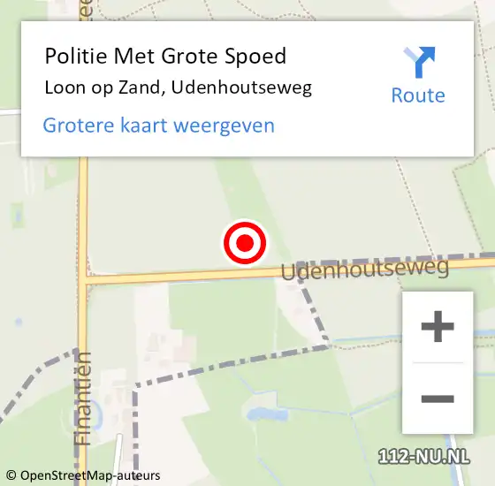 Locatie op kaart van de 112 melding: Politie Met Grote Spoed Naar Loon op Zand, Udenhoutseweg op 15 juli 2024 16:08