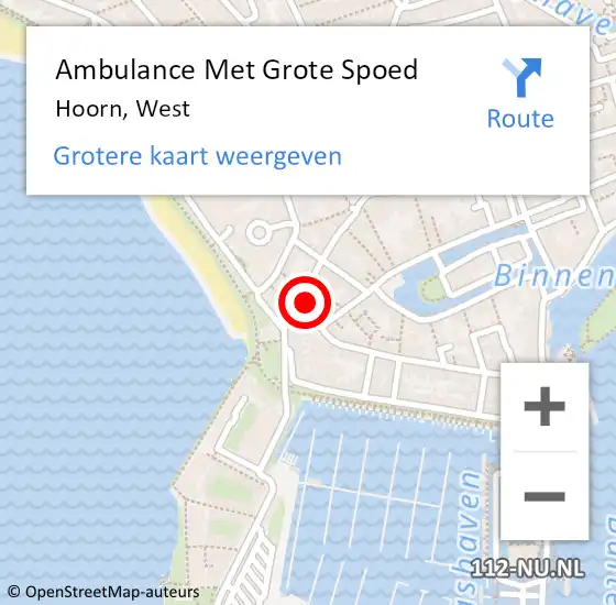 Locatie op kaart van de 112 melding: Ambulance Met Grote Spoed Naar Hoorn, West op 15 juli 2024 16:10