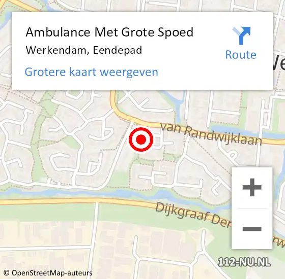 Locatie op kaart van de 112 melding: Ambulance Met Grote Spoed Naar Werkendam, Eendepad op 15 juli 2024 16:27