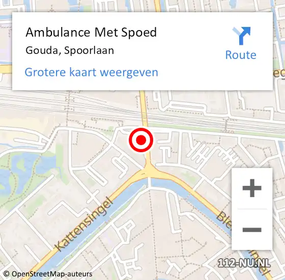 Locatie op kaart van de 112 melding: Ambulance Met Spoed Naar Gouda, Spoorlaan op 15 juli 2024 16:43