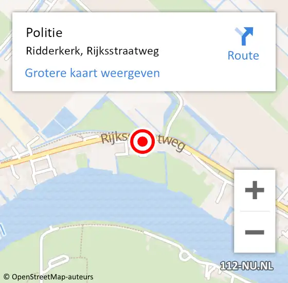 Locatie op kaart van de 112 melding: Politie Ridderkerk, Rijksstraatweg op 15 juli 2024 16:46