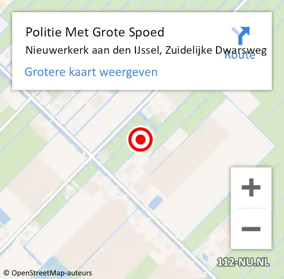 Locatie op kaart van de 112 melding: Politie Met Grote Spoed Naar Nieuwerkerk aan den IJssel, Zuidelijke Dwarsweg op 15 juli 2024 16:50