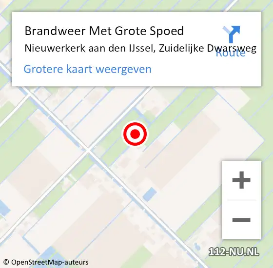 Locatie op kaart van de 112 melding: Brandweer Met Grote Spoed Naar Nieuwerkerk aan den IJssel, Zuidelijke Dwarsweg op 15 juli 2024 16:51