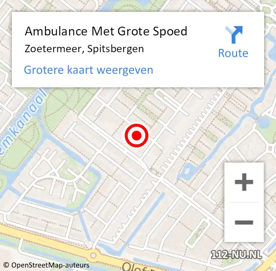 Locatie op kaart van de 112 melding: Ambulance Met Grote Spoed Naar Zoetermeer, Spitsbergen op 15 juli 2024 16:57