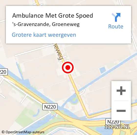 Locatie op kaart van de 112 melding: Ambulance Met Grote Spoed Naar 's-Gravenzande, Groeneweg op 15 juli 2024 17:03