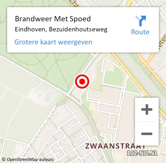 Locatie op kaart van de 112 melding: Brandweer Met Spoed Naar Eindhoven, Bezuidenhoutseweg op 15 juli 2024 17:07