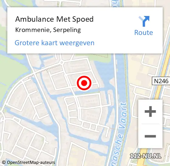 Locatie op kaart van de 112 melding: Ambulance Met Spoed Naar Krommenie, Serpeling op 15 juli 2024 17:10