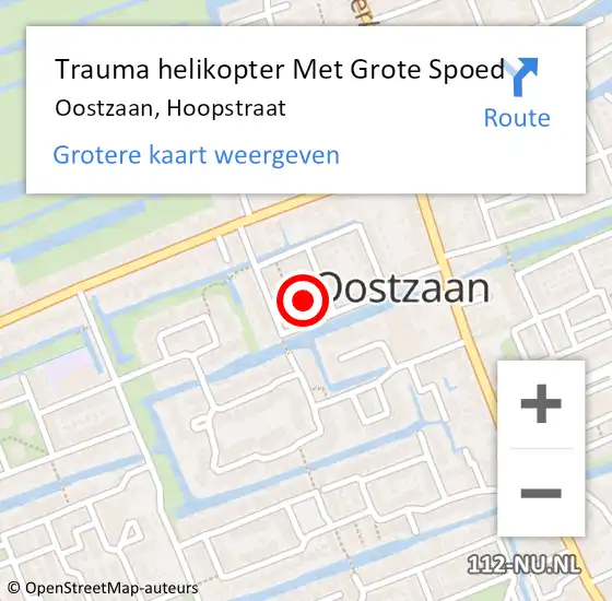 Locatie op kaart van de 112 melding: Trauma helikopter Met Grote Spoed Naar Oostzaan, Hoopstraat op 15 juli 2024 17:19