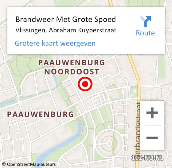 Locatie op kaart van de 112 melding: Brandweer Met Grote Spoed Naar Vlissingen, Abraham Kuyperstraat op 15 juli 2024 17:20