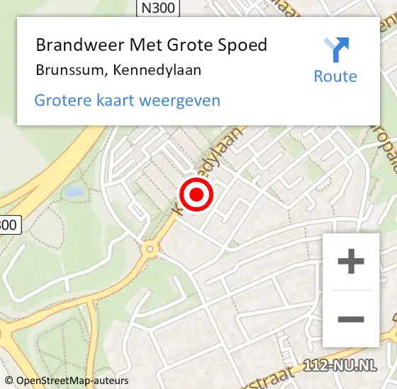 Locatie op kaart van de 112 melding: Brandweer Met Grote Spoed Naar Brunssum, Kennedylaan op 15 juli 2024 17:21