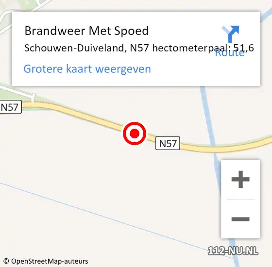 Locatie op kaart van de 112 melding: Brandweer Met Spoed Naar Schouwen-Duiveland, N57 hectometerpaal: 51,6 op 15 juli 2024 17:32