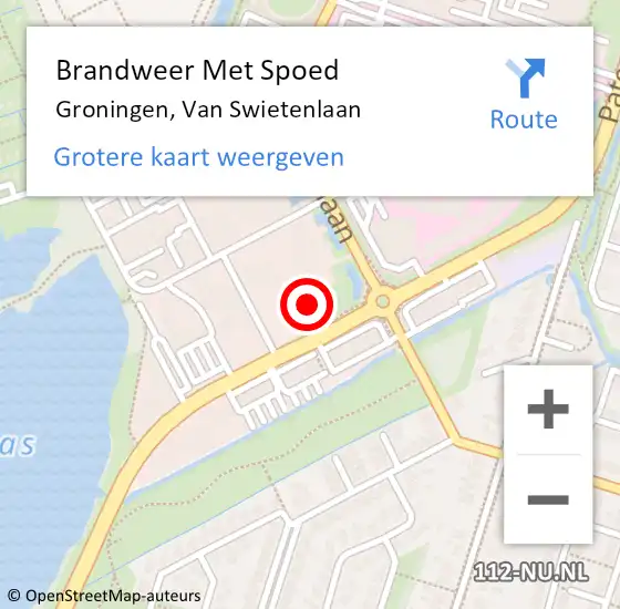 Locatie op kaart van de 112 melding: Brandweer Met Spoed Naar Groningen, Van Swietenlaan op 15 juli 2024 18:02