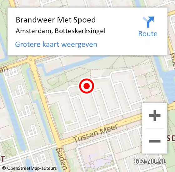 Locatie op kaart van de 112 melding: Brandweer Met Spoed Naar Amsterdam, Botteskerksingel op 15 juli 2024 18:05