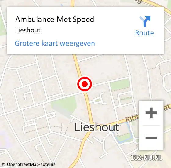 Locatie op kaart van de 112 melding: Ambulance Met Spoed Naar Lieshout op 15 juli 2024 18:20