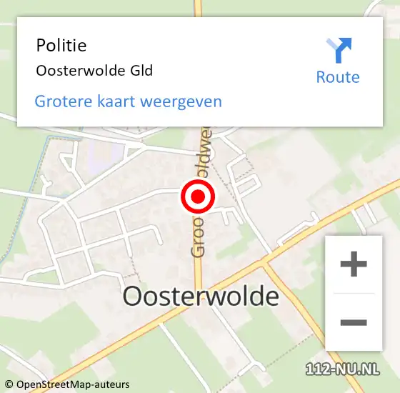 Locatie op kaart van de 112 melding: Politie Oosterwolde Gld op 13 oktober 2014 09:43