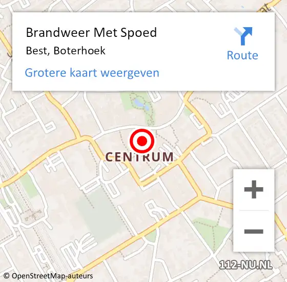 Locatie op kaart van de 112 melding: Brandweer Met Spoed Naar Best, Boterhoek op 15 juli 2024 18:31