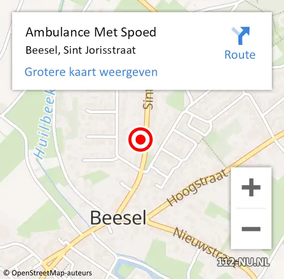 Locatie op kaart van de 112 melding: Ambulance Met Spoed Naar Beesel, Sint Jorisstraat op 15 juli 2024 18:56