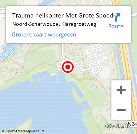 Locatie op kaart van de 112 melding: Trauma helikopter Met Grote Spoed Naar Noord-Scharwoude, Klaregroetweg op 15 juli 2024 19:06