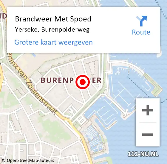 Locatie op kaart van de 112 melding: Brandweer Met Spoed Naar Yerseke, Burenpolderweg op 15 juli 2024 19:08