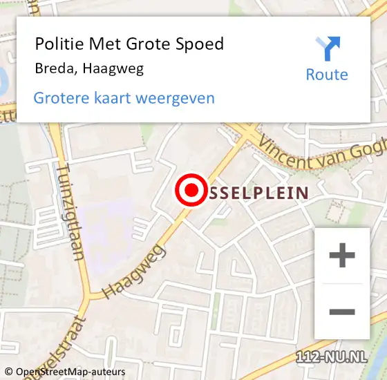 Locatie op kaart van de 112 melding: Politie Met Grote Spoed Naar Breda, Haagweg op 15 juli 2024 19:10