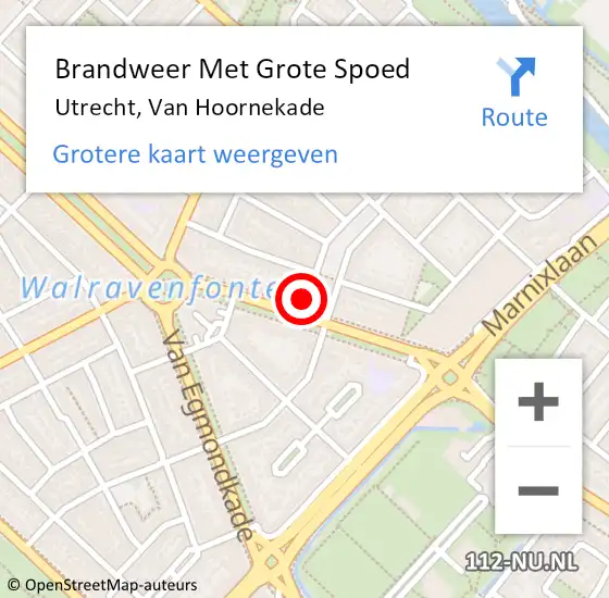 Locatie op kaart van de 112 melding: Brandweer Met Grote Spoed Naar Utrecht, Van Hoornekade op 15 juli 2024 19:13