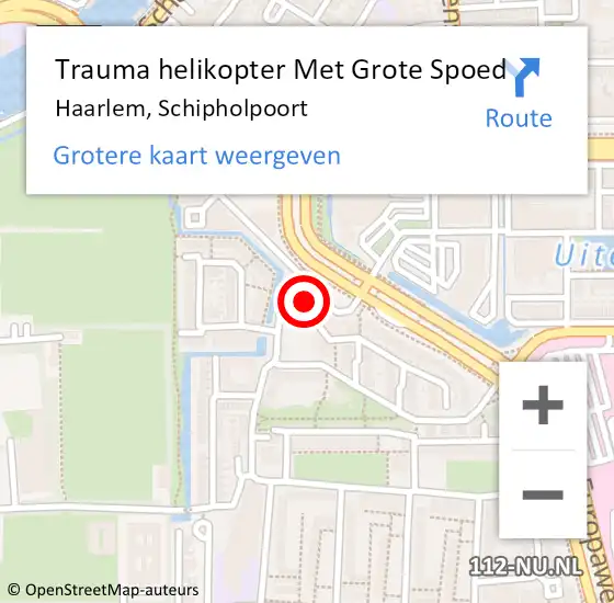 Locatie op kaart van de 112 melding: Trauma helikopter Met Grote Spoed Naar Haarlem, Schipholpoort op 15 juli 2024 19:27