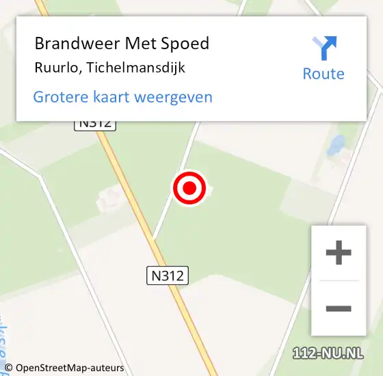 Locatie op kaart van de 112 melding: Brandweer Met Spoed Naar Ruurlo, Tichelmansdijk op 15 juli 2024 19:37