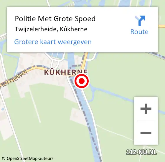 Locatie op kaart van de 112 melding: Politie Met Grote Spoed Naar Twijzelerheide, Kûkherne op 15 juli 2024 19:40