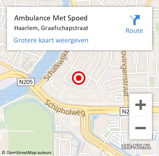 Locatie op kaart van de 112 melding: Ambulance Met Spoed Naar Haarlem, Graafschapstraat op 15 juli 2024 19:50