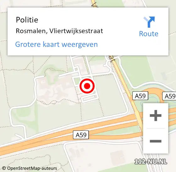 Locatie op kaart van de 112 melding: Politie Rosmalen, Vliertwijksestraat op 15 juli 2024 19:52