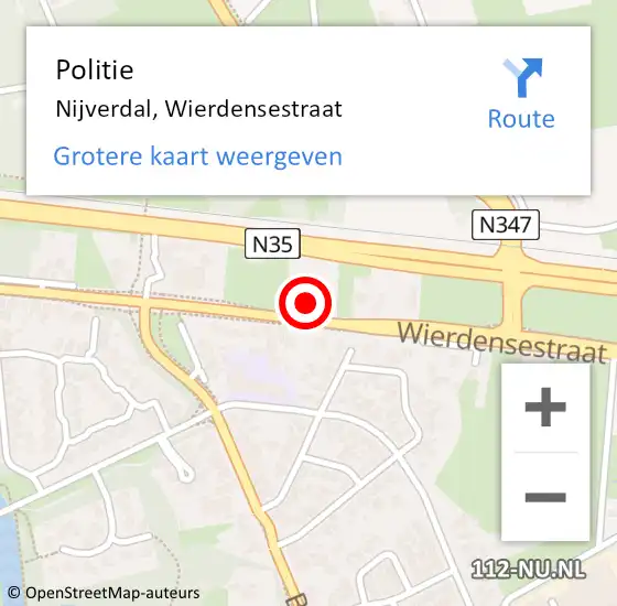 Locatie op kaart van de 112 melding: Politie Nijverdal, Wierdensestraat op 15 juli 2024 19:54