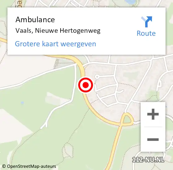 Locatie op kaart van de 112 melding: Ambulance Vaals, Nieuwe Hertogenweg op 13 oktober 2014 09:51