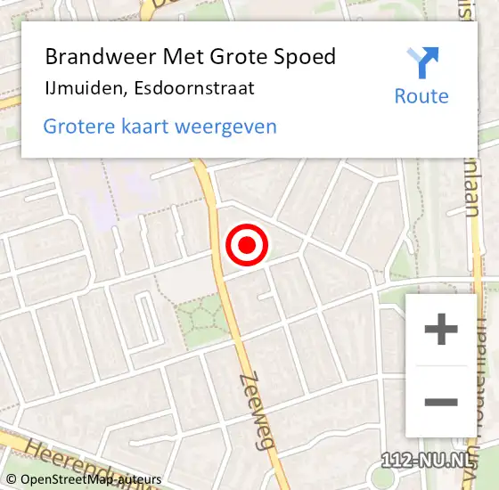 Locatie op kaart van de 112 melding: Brandweer Met Grote Spoed Naar IJmuiden, Esdoornstraat op 15 juli 2024 20:07