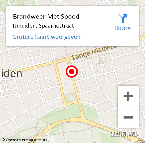 Locatie op kaart van de 112 melding: Brandweer Met Spoed Naar IJmuiden, Spaarnestraat op 15 juli 2024 20:12