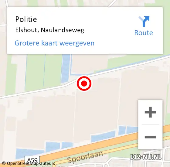 Locatie op kaart van de 112 melding: Politie Elshout, Naulandseweg op 15 juli 2024 20:48