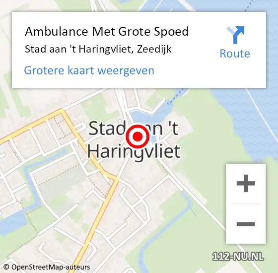 Locatie op kaart van de 112 melding: Ambulance Met Grote Spoed Naar Stad aan 't Haringvliet, Zeedijk op 15 juli 2024 21:06