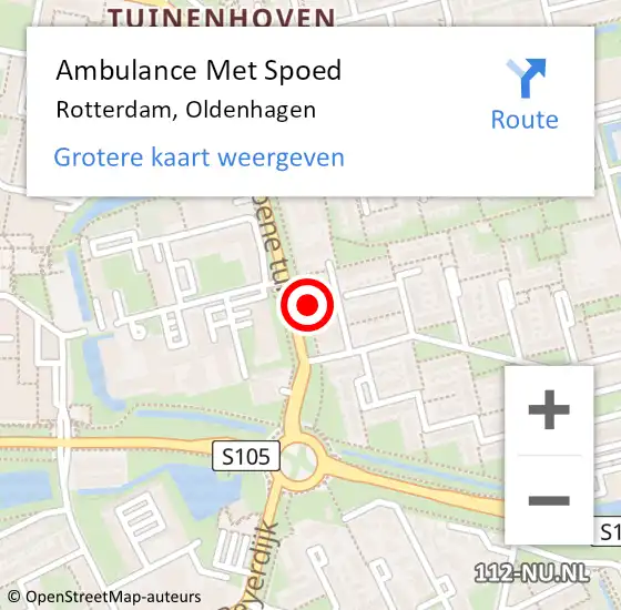 Locatie op kaart van de 112 melding: Ambulance Met Spoed Naar Rotterdam, Oldenhagen op 15 juli 2024 21:08